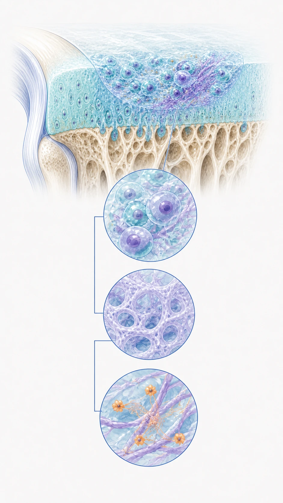 Cartilage micrograft Seed, ChondroFiller collagen Soil and ArthroZheal platelet-rich-fibrin Signal placed at damaged joint cartilage